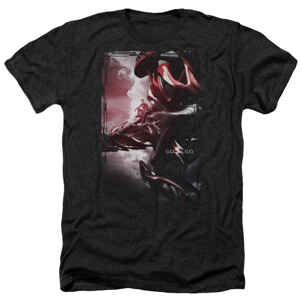 Mighty Morphin Power Rangers Red Zord Poster Men's 30/1 Heather 60 40 Poly Short-Sleeve T-Shirt