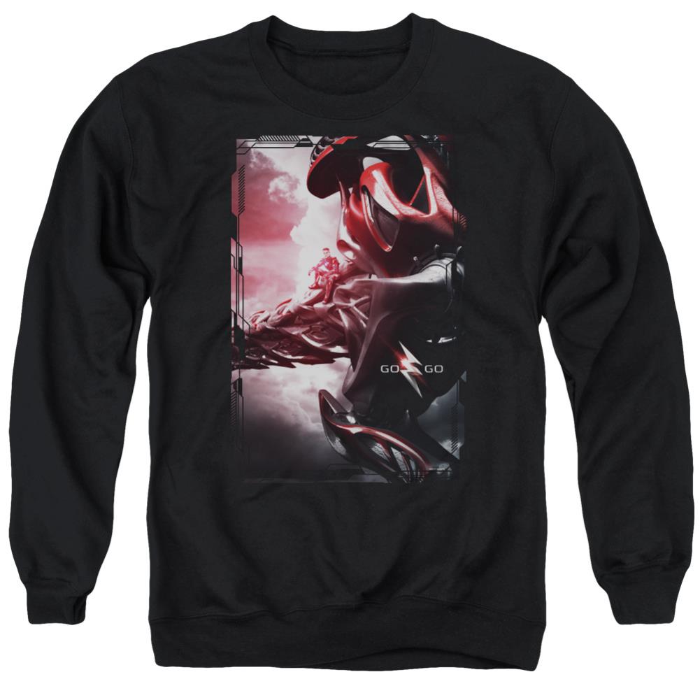 Mighty Morphin Power Rangers Red Zord Poster Men's Crewneck 50 50 Poly Long-Sleeve T-Shirt