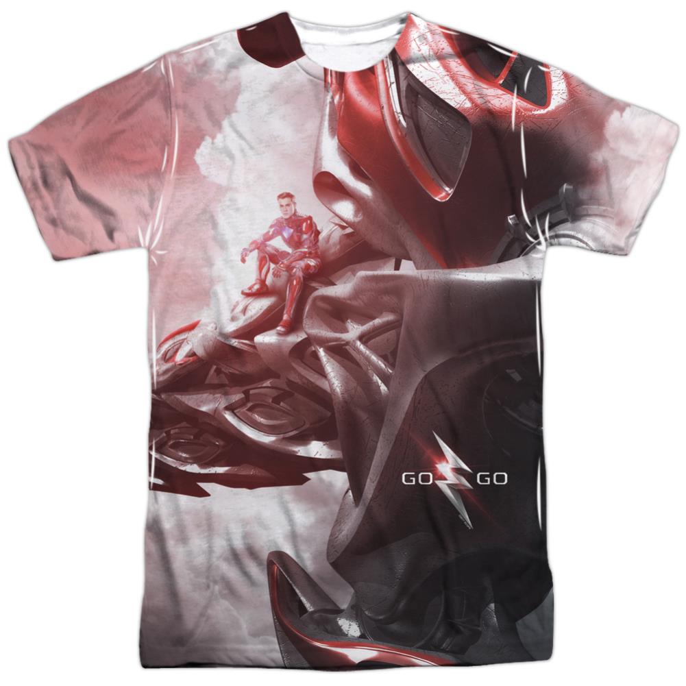 Mighty Morphin Power Rangers Red Zord Poster Men's Regular Fit Polyester Short-Sleeve T-Shirt