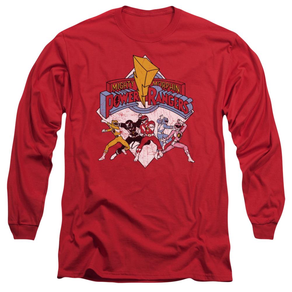 Mighty Morphin Power Rangers Retro Rangers Men's 18/1 Cotton Long-Sleeve T-Shirt
