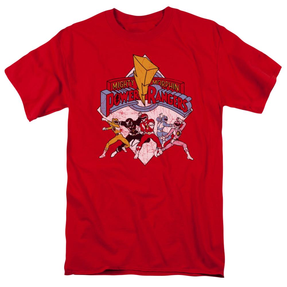 Mighty Morphin Power Rangers Retro Rangers Men's 18/1 Cotton Short-Sleeve T-Shirt