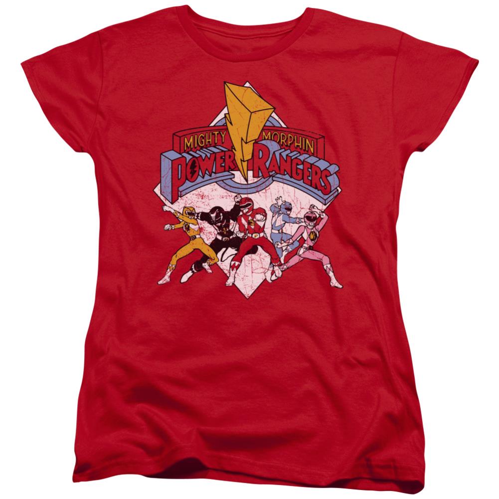 Mighty Morphin Power Rangers Retro Rangers Women's 18/1 Cotton Short-Sleeve T-Shirt