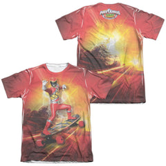 Mighty Morphin Power Rangers Skater (Front/Back Print) Men's Regular Fit Poly Cotton Short-Sleeve T-Shirt