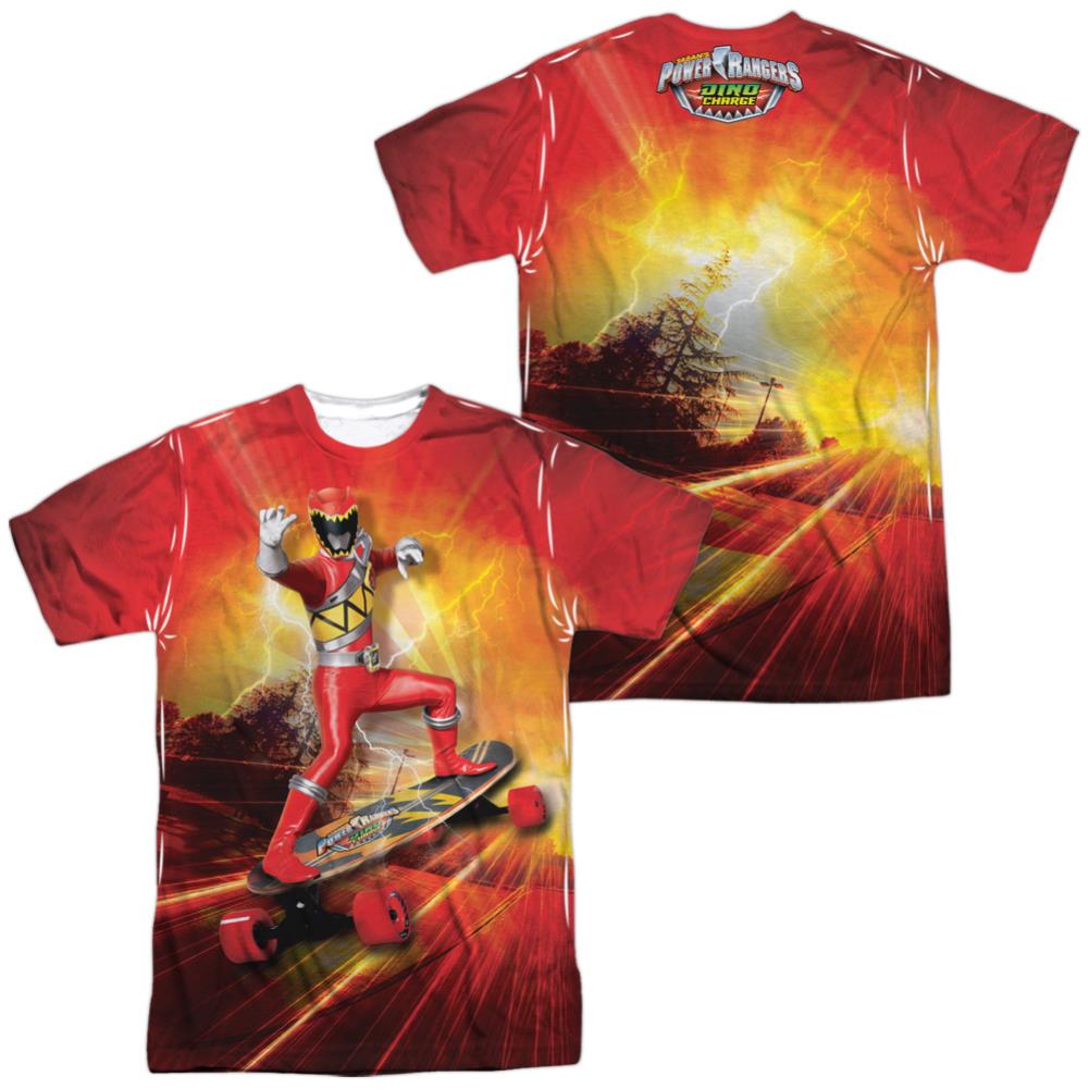 Mighty Morphin Power Rangers Skater (Front/Back Print) Men's Regular Fit Polyester Short-Sleeve T-Shirt