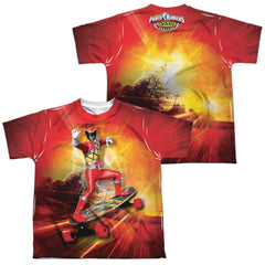 Mighty Morphin Power Rangers Skater (Front/Back Print) Youth Regular Fit Poly Short-Sleeve T-Shirt