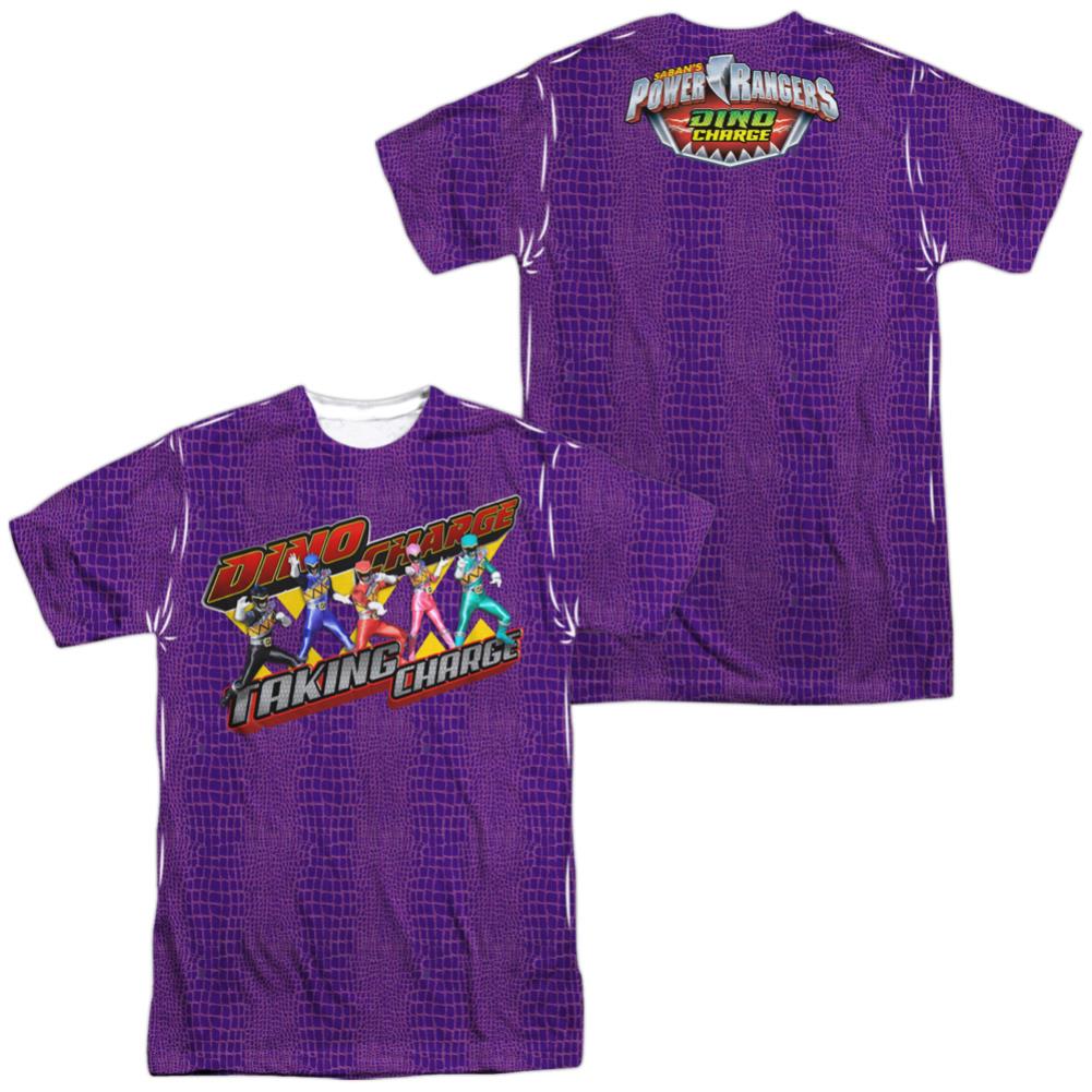 Mighty Morphin Power Rangers Taking Charge (Front/Back Print) Men's Regular Fit Polyester Short-Sleeve T-Shirt