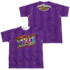 Mighty Morphin Power Rangers Taking Charge (Front/Back Print) Youth Regular Fit Poly Short-Sleeve T-Shirt