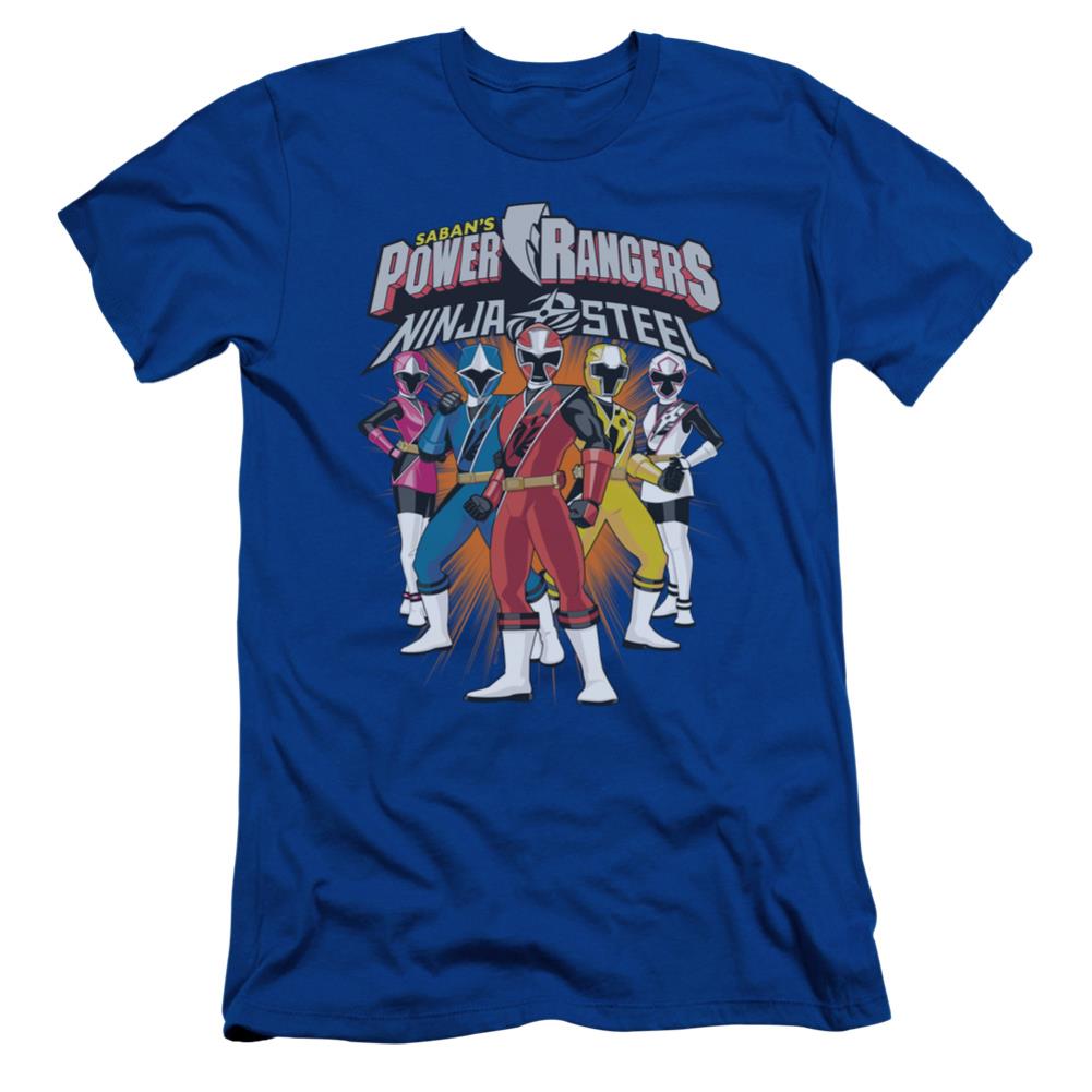 Mighty Morphin Power Rangers Team Lineup Men's Ultra-Soft 30/1 Cotton Slim Short-Sleeve T-Shirt