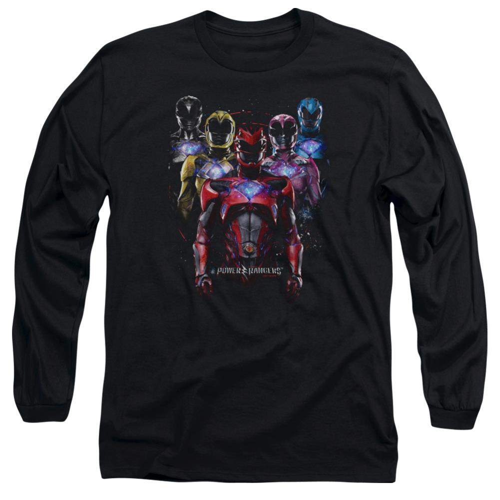 Mighty Morphin Power Rangers Team Of Rangers Men's 18/1 Cotton Long-Sleeve T-Shirt