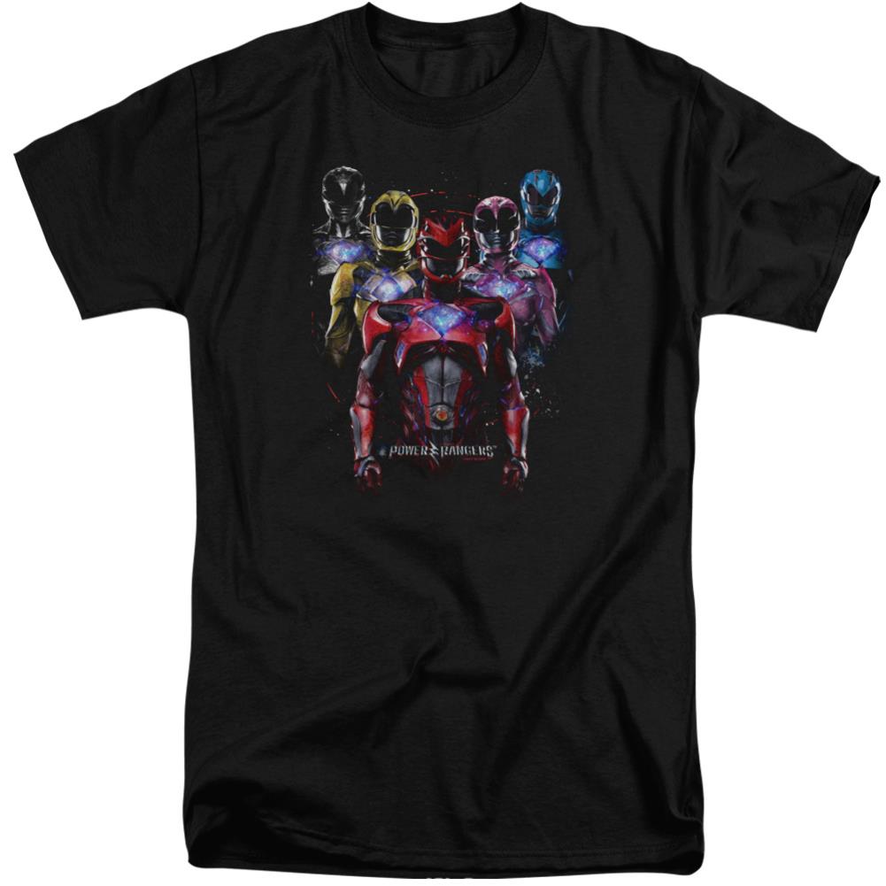 Mighty Morphin Power Rangers Team Of Rangers Men's 18/1 Tall Cotton Short-Sleeve T-Shirt