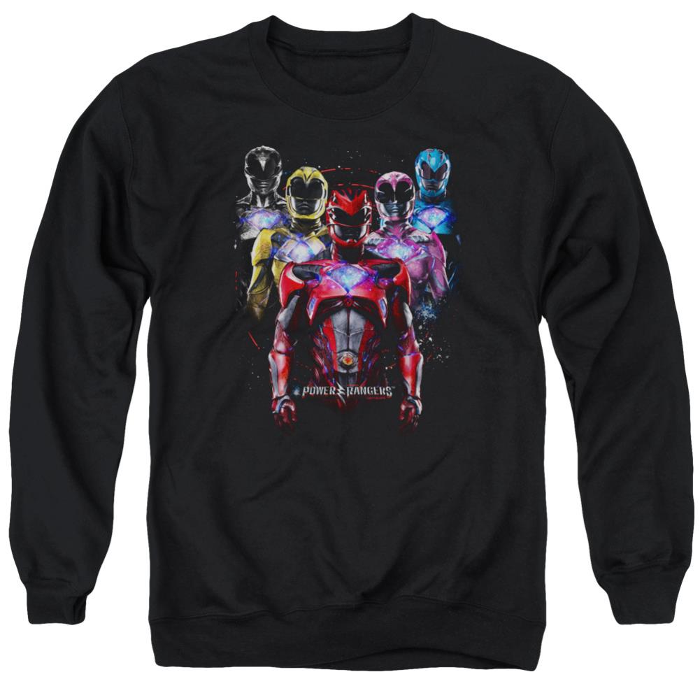 Mighty Morphin Power Rangers Team Of Rangers Men's Crewneck 50 50 Poly Long-Sleeve T-Shirt