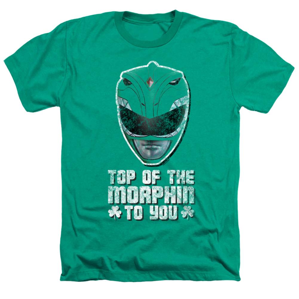 Mighty Morphin Power Rangers Top Of The Morphin To You Men's 30/1 Heather 60 40 Poly Short-Sleeve T-Shirt