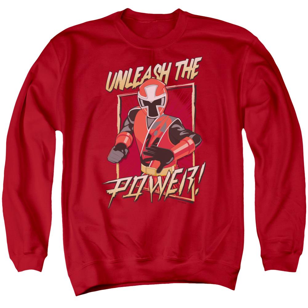 Mighty Morphin Power Rangers Unleash Men's Crewneck 50 50 Poly Long-Sleeve T-Shirt