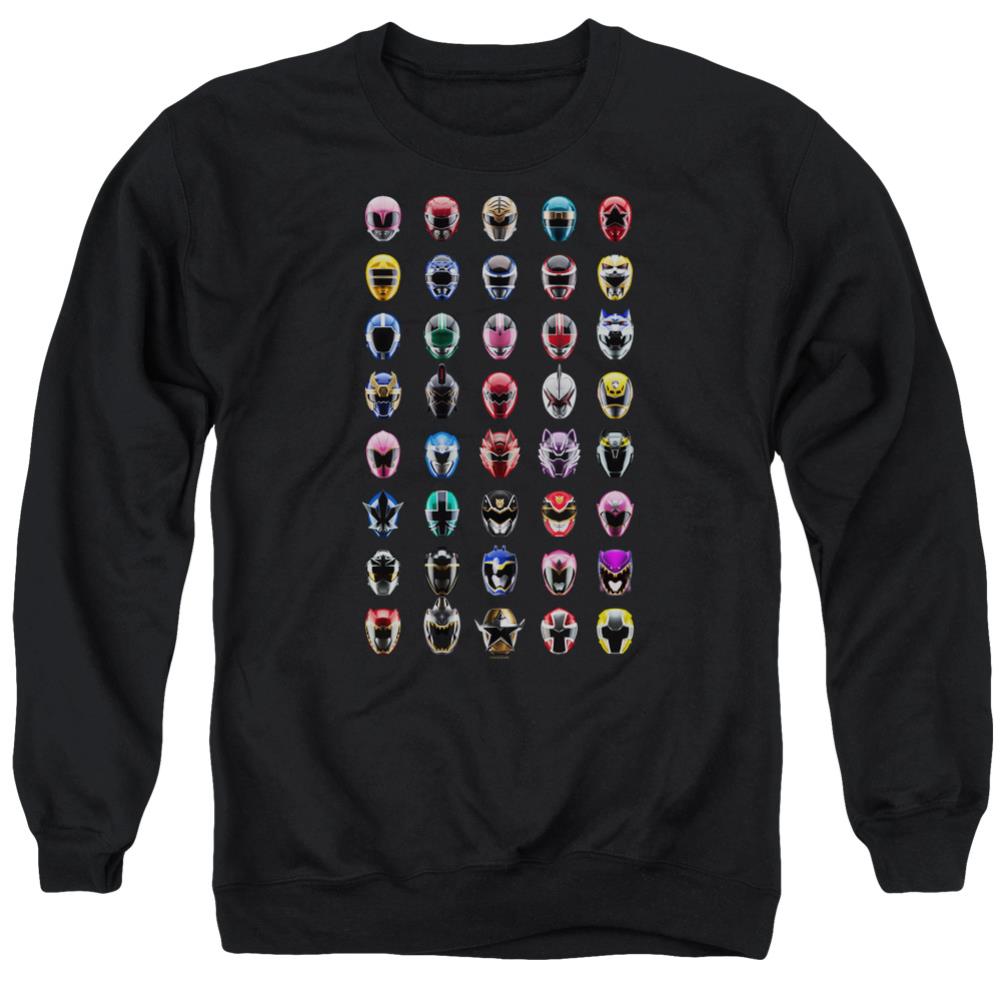Mighty Morphin Power Rangers Visual Timeline Men's Crewneck 50 50 Poly Long-Sleeve T-Shirt