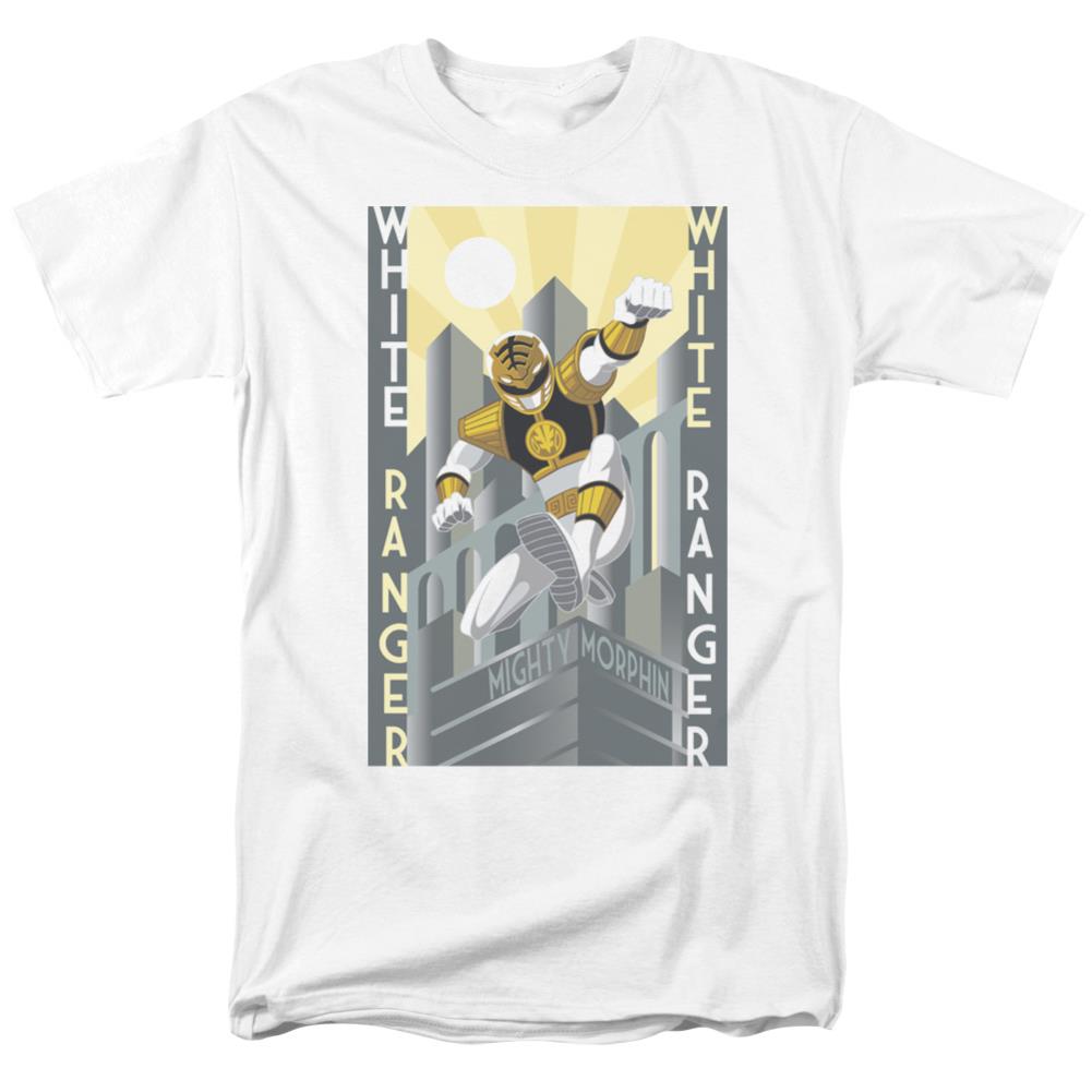 Mighty Morphin Power Rangers White Ranger Deco Men's 18/1 Cotton Short-Sleeve T-Shirt