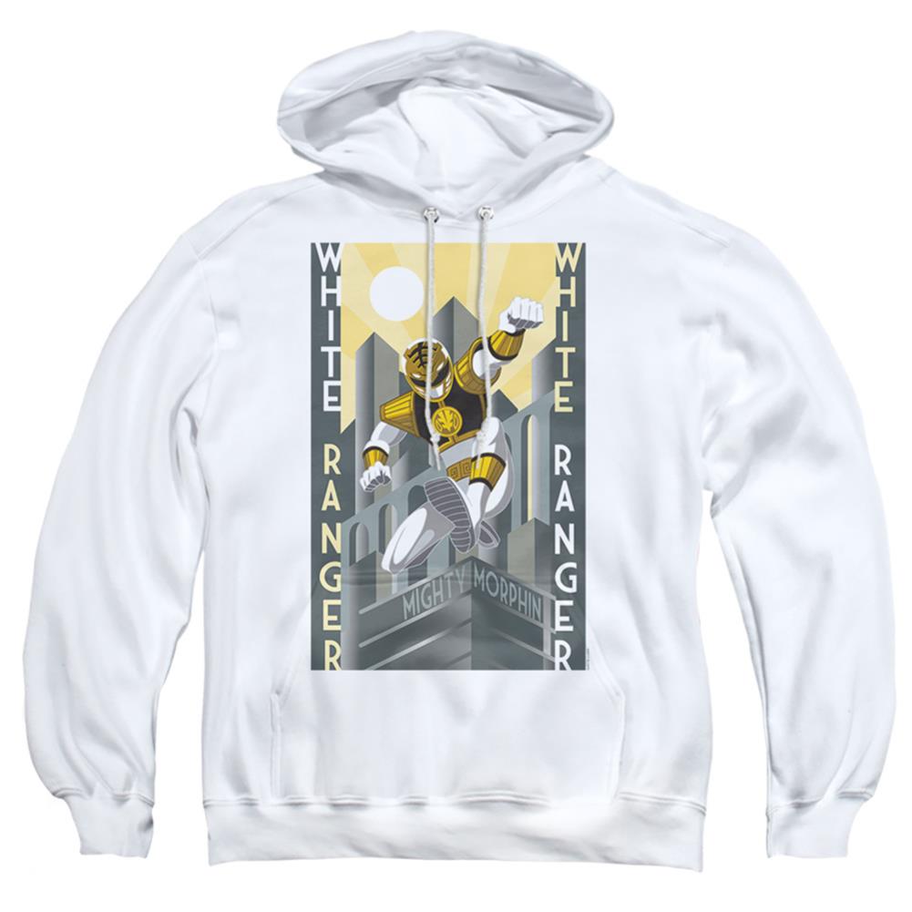 Mighty Morphin Power Rangers White Ranger Deco Men's Pull-Over 75 25 Poly Hoodie