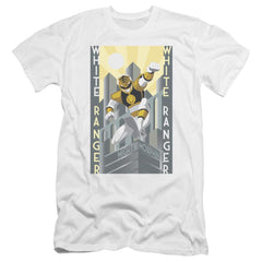 Mighty Morphin Power Rangers White Ranger Deco Men's Ultra-Soft 30/1 Cotton Slim Short-Sleeve T-Shirt