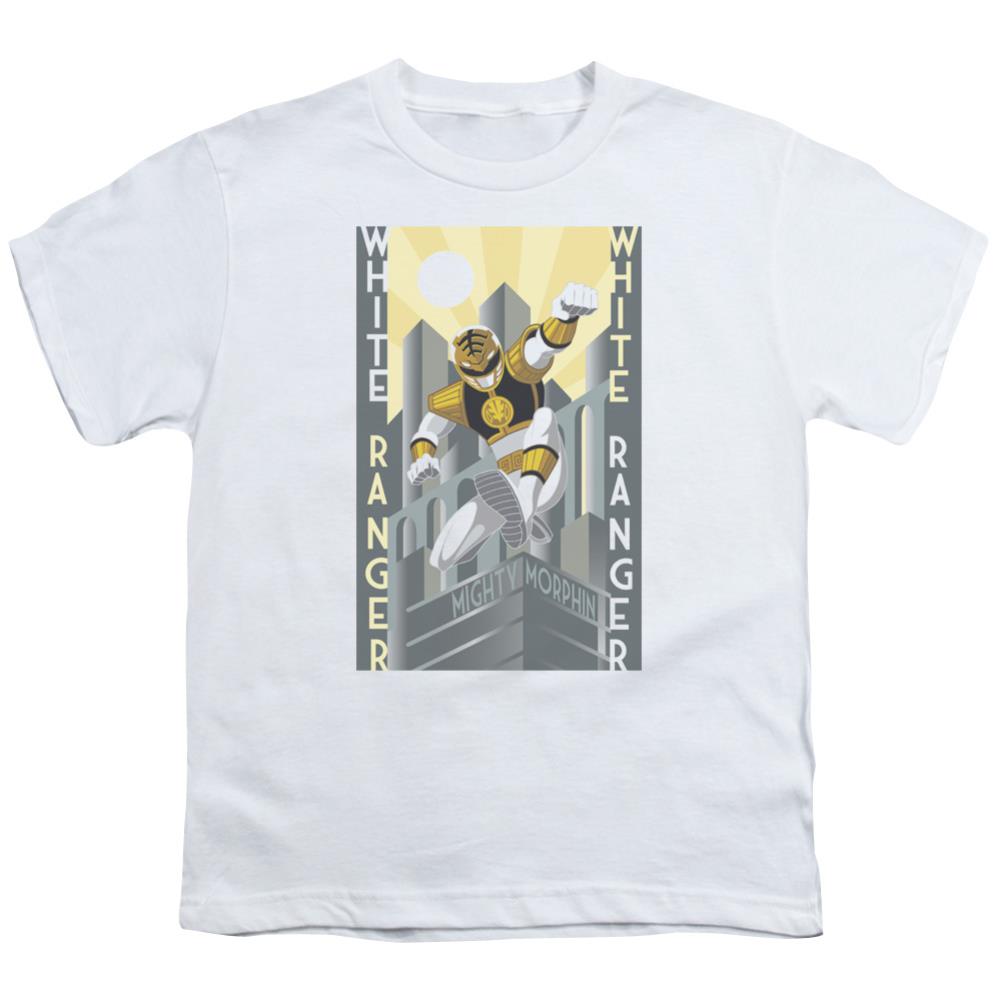 Mighty Morphin Power Rangers White Ranger Deco Youth 18/1 100% Cotton Short-Sleeve T-Shirt