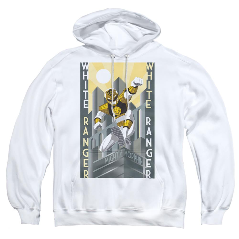 Mighty Morphin Power Rangers White Ranger Duo Men's Pull-Over 75 25 Poly Hoodie