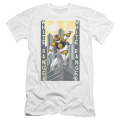 Mighty Morphin Power Rangers White Ranger Duo Men's Ultra-Soft 30/1 Cotton Slim Short-Sleeve T-Shirt