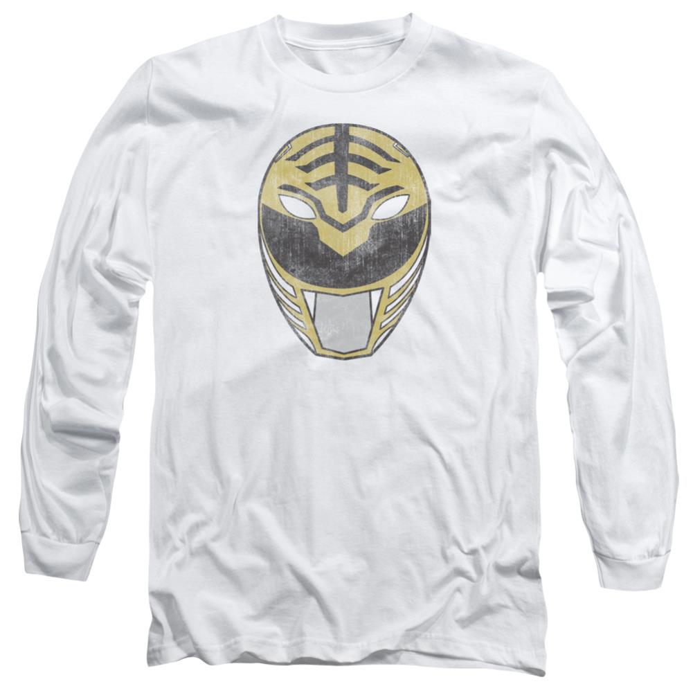 Mighty Morphin Power Rangers White Ranger Mask Men's 18/1 Cotton Long-Sleeve T-Shirt