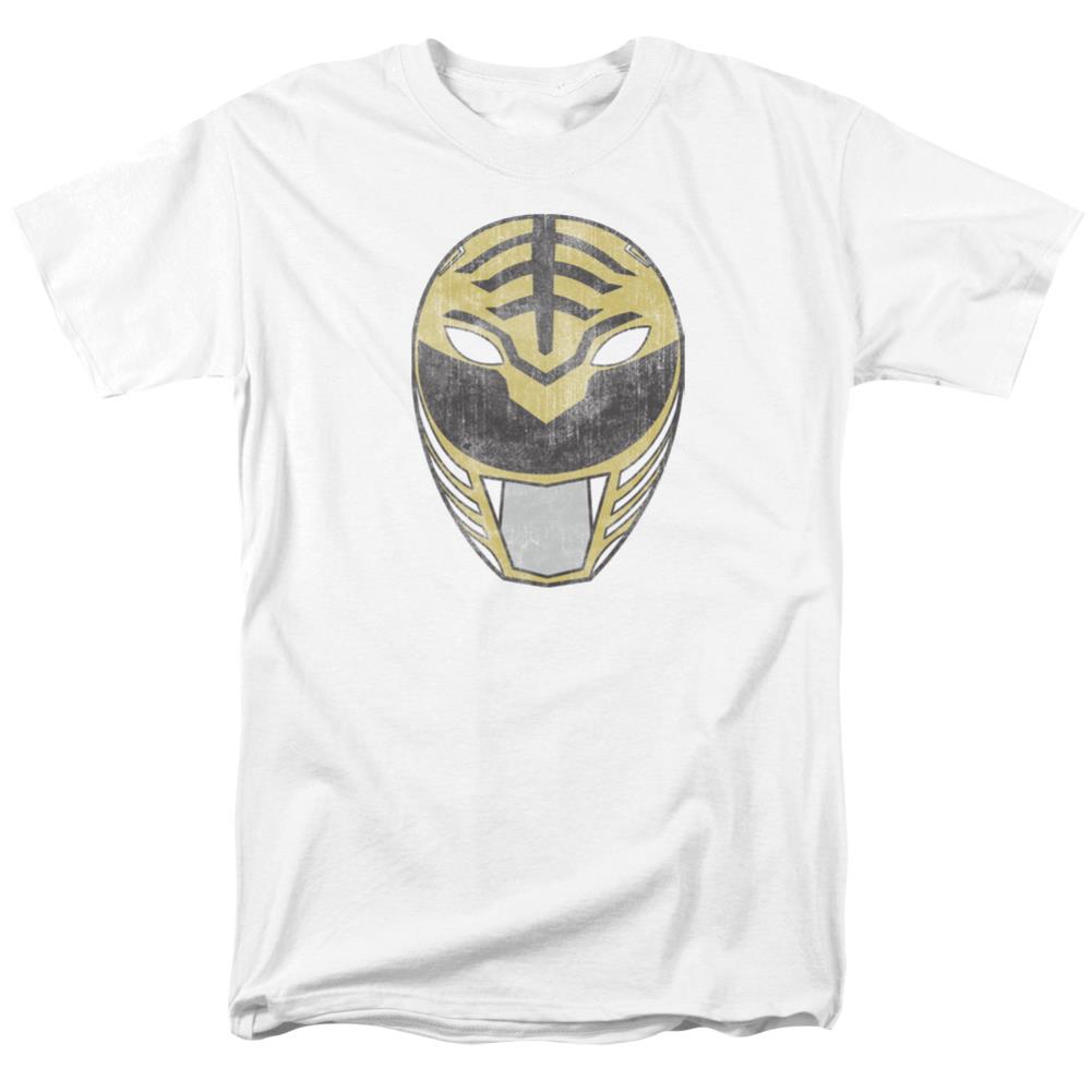 Mighty Morphin Power Rangers White Ranger Mask Men's 18/1 Cotton Short-Sleeve T-Shirt