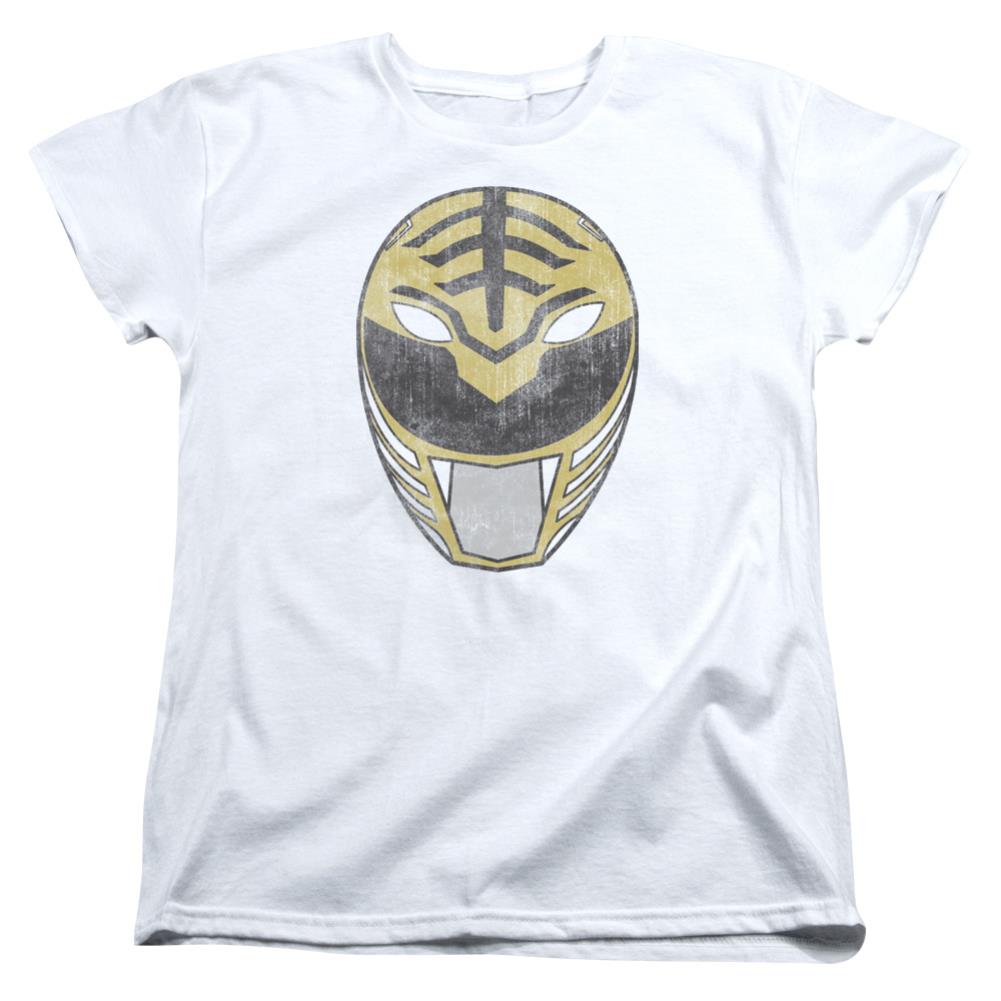Mighty Morphin Power Rangers White Ranger Mask Women's 18/1 Cotton Short-Sleeve T-Shirt