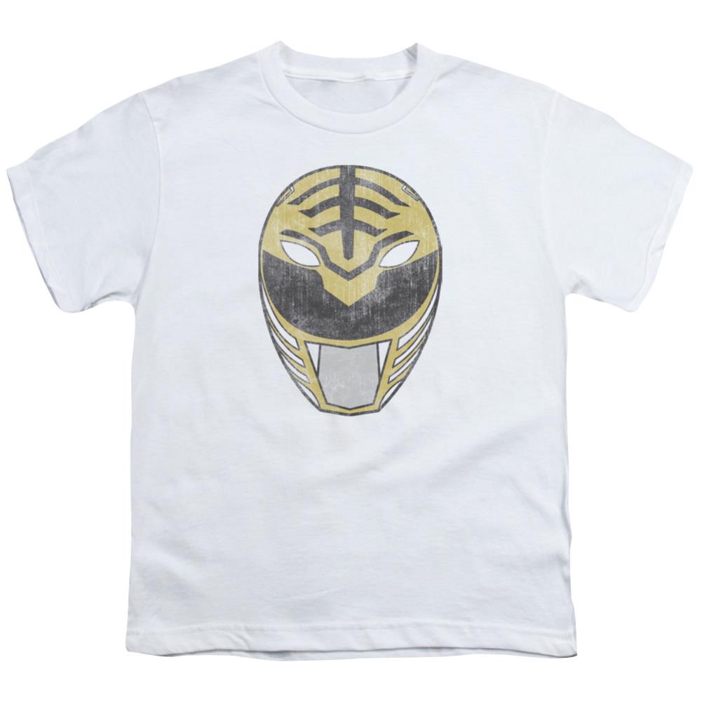 Mighty Morphin Power Rangers White Ranger Mask Youth 18/1 100% Cotton Short-Sleeve T-Shirt