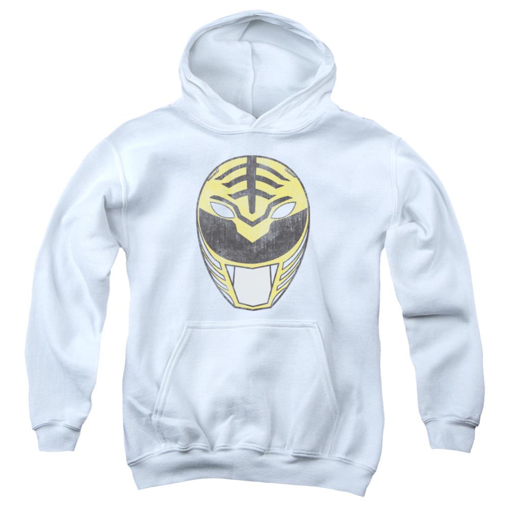 Mighty Morphin Power Rangers White Ranger Mask Youth Cotton Poly Pull-Over Hoodie
