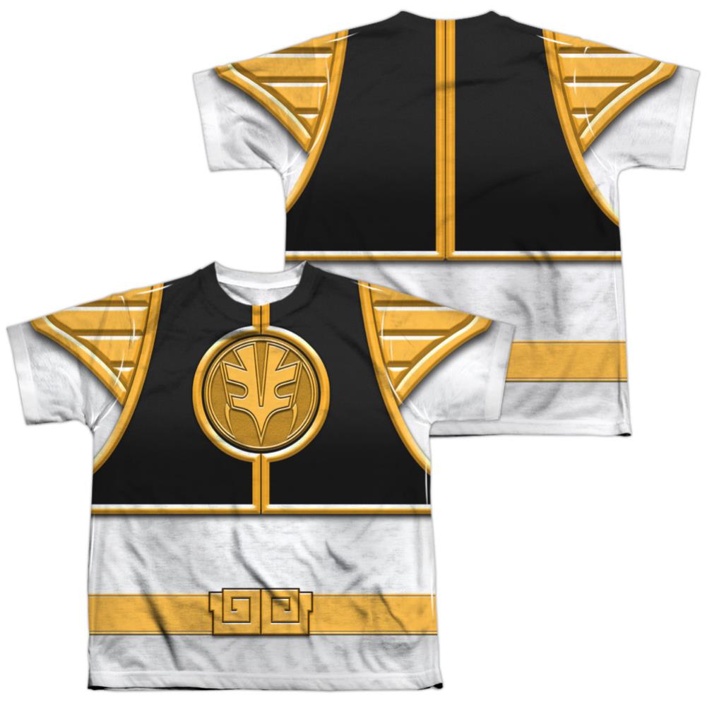Mighty Morphin Power Rangers White Ranger(Front/Back Print) Youth Regular Fit Poly Short-Sleeve T-Shirt