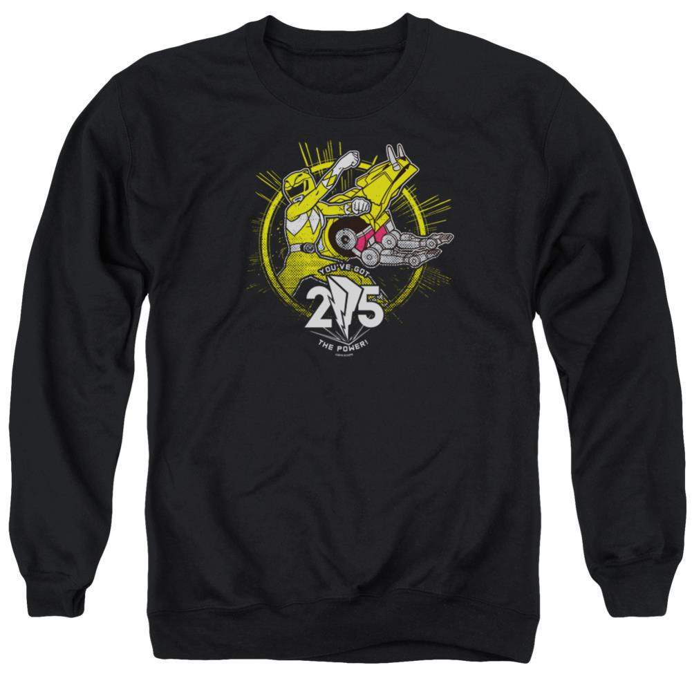 Mighty Morphin Power Rangers Yellow 25 Men's Crewneck 50 50 Poly Long-Sleeve T-Shirt