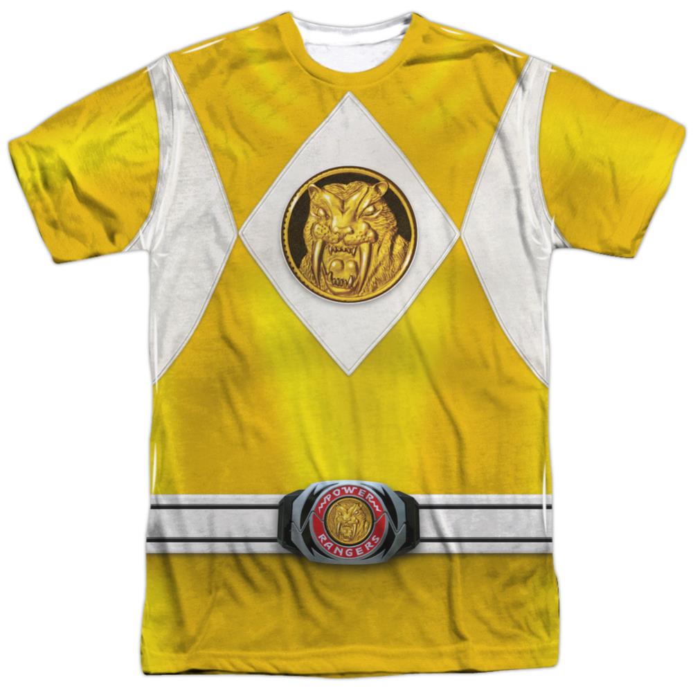 Mighty Morphin Power Rangers Yellow Ranger Emblem Men's Regular Fit Polyester Short-Sleeve T-Shirt