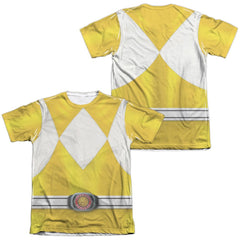 Mighty Morphin Power Rangers Yellow Ranger (Front/Back Print) Men's Regular Fit Poly Cotton Short-Sleeve T-Shirt