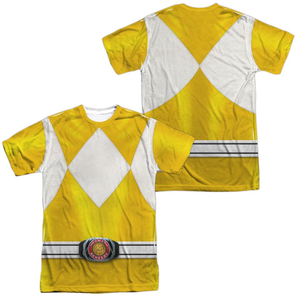 Mighty Morphin Power Rangers Yellow Ranger (Front/Back Print) Men's Regular Fit Polyester Short-Sleeve T-Shirt