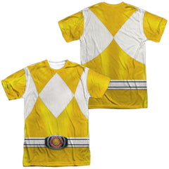 Mighty Morphin Power Rangers Yellow Ranger (Front/Back Print) Men's Regular Fit Polyester Short-Sleeve T-Shirt