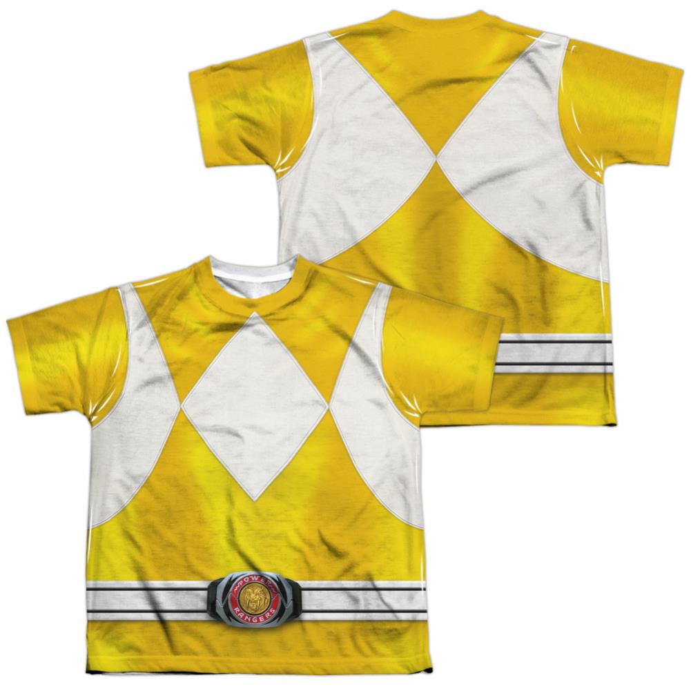 Mighty Morphin Power Rangers Yellow Ranger (Front/Back Print) Youth Regular Fit Poly Short-Sleeve T-Shirt