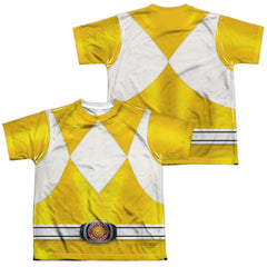 Mighty Morphin Power Rangers Yellow Ranger (Front/Back Print) Youth Regular Fit Poly Short-Sleeve T-Shirt