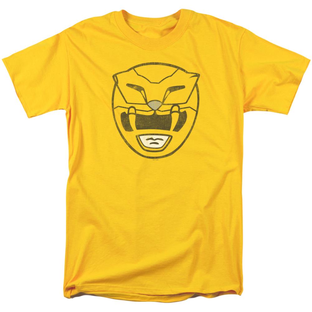 Mighty Morphin Power Rangers Yellow Ranger Mask Men's 18/1 Cotton Short-Sleeve T-Shirt