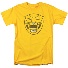 Mighty Morphin Power Rangers Yellow Ranger Mask Men's 18/1 Cotton Short-Sleeve T-Shirt