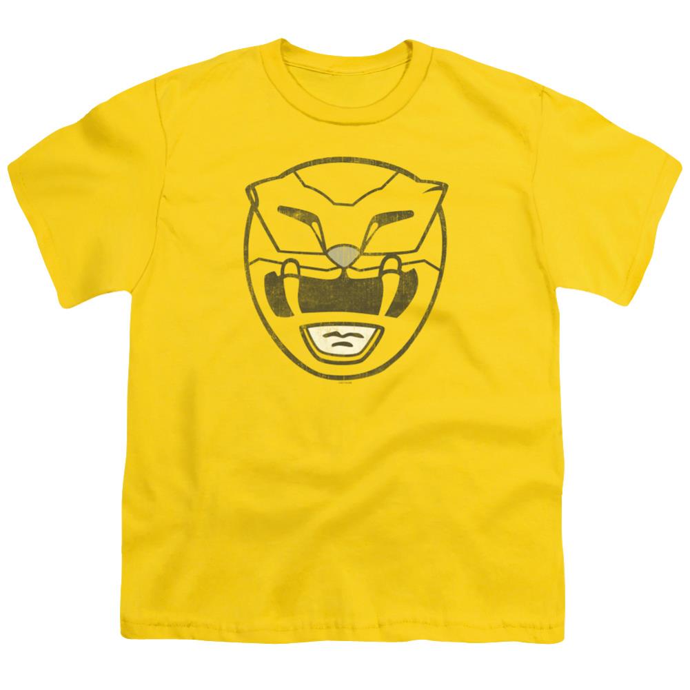 Mighty Morphin Power Rangers Yellow Ranger Mask Youth 18/1 100% Cotton Short-Sleeve T-Shirt