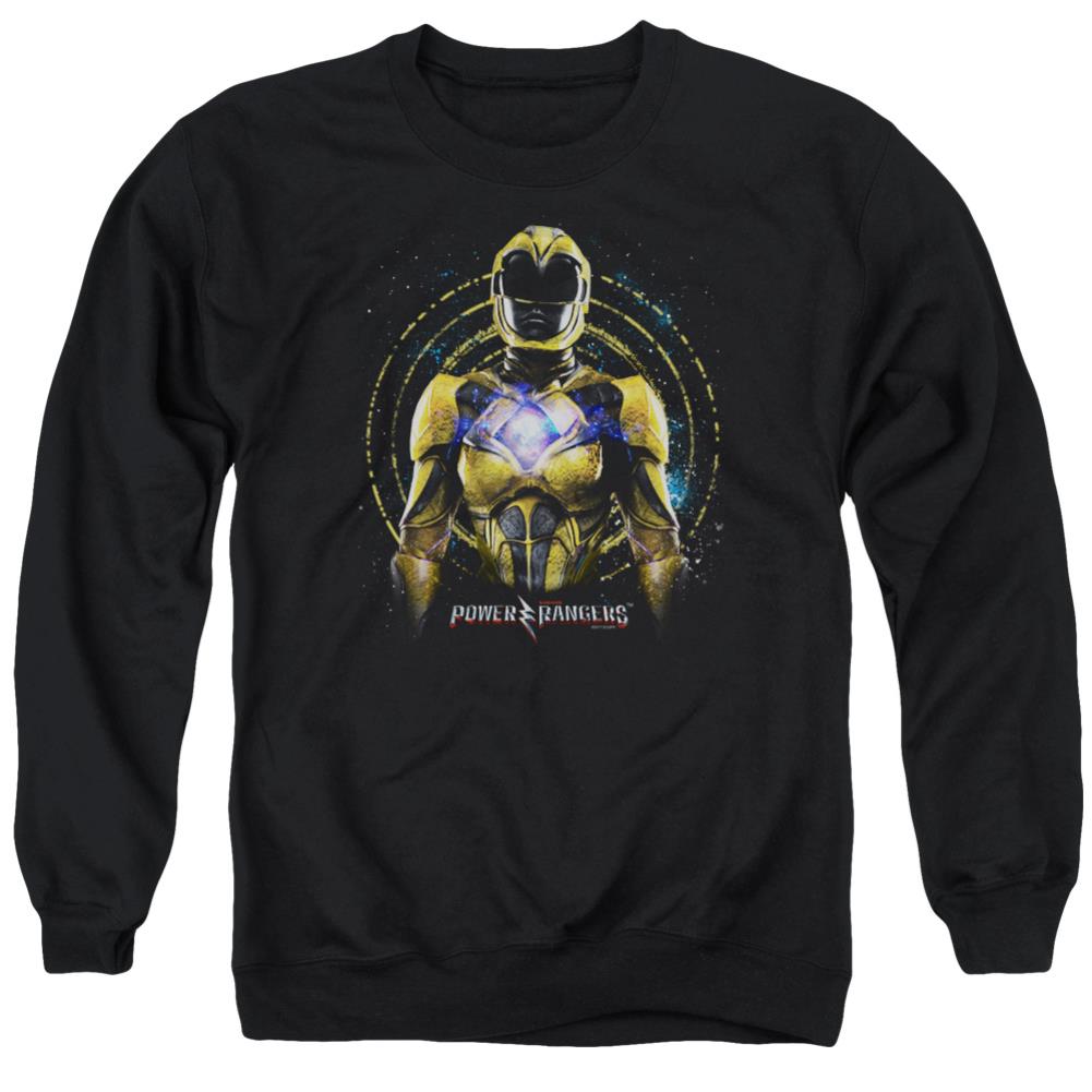 Mighty Morphin Power Rangers Yellow Ranger Men's Crewneck 50 50 Poly Long-Sleeve T-Shirt