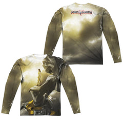 Mighty Morphin Power Rangers Yellow Zord Poster (Front/Back Print) Men's Regular Fit Polyester Long-Sleeve T-Shirt