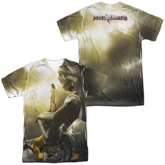 Mighty Morphin Power Rangers Yellow Zord Poster (Front/Back Print) Men's Regular Fit Polyester Short-Sleeve T-Shirt