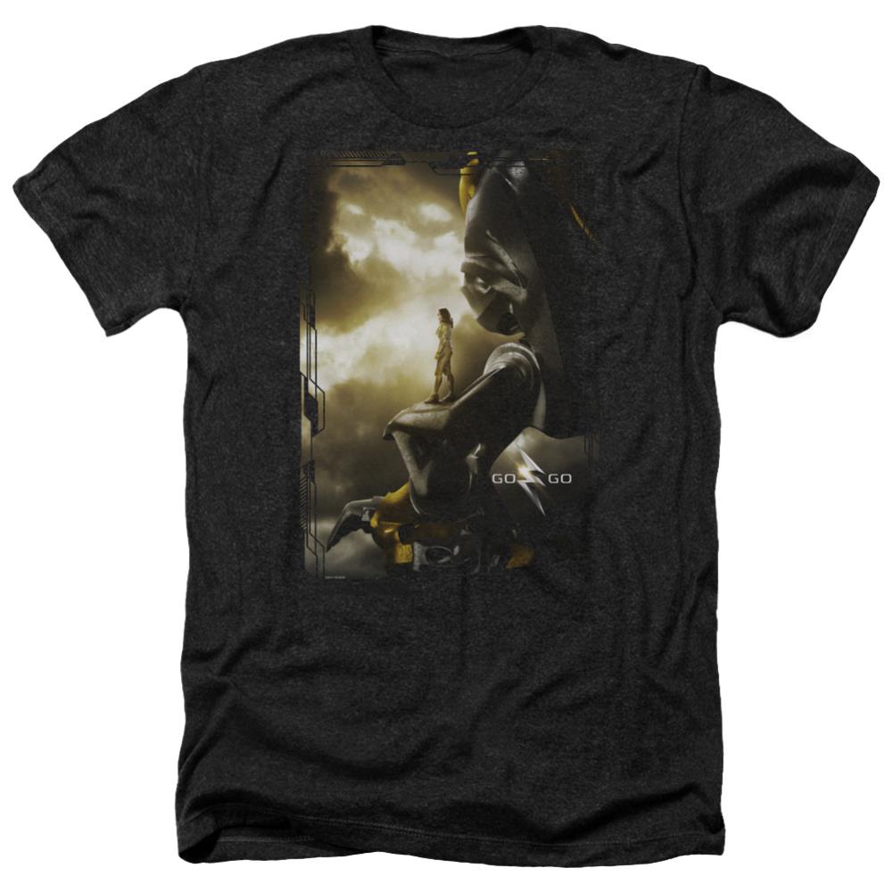 Mighty Morphin Power Rangers Yellow Zord Poster Men's 30/1 Heather 60 40 Poly Short-Sleeve T-Shirt