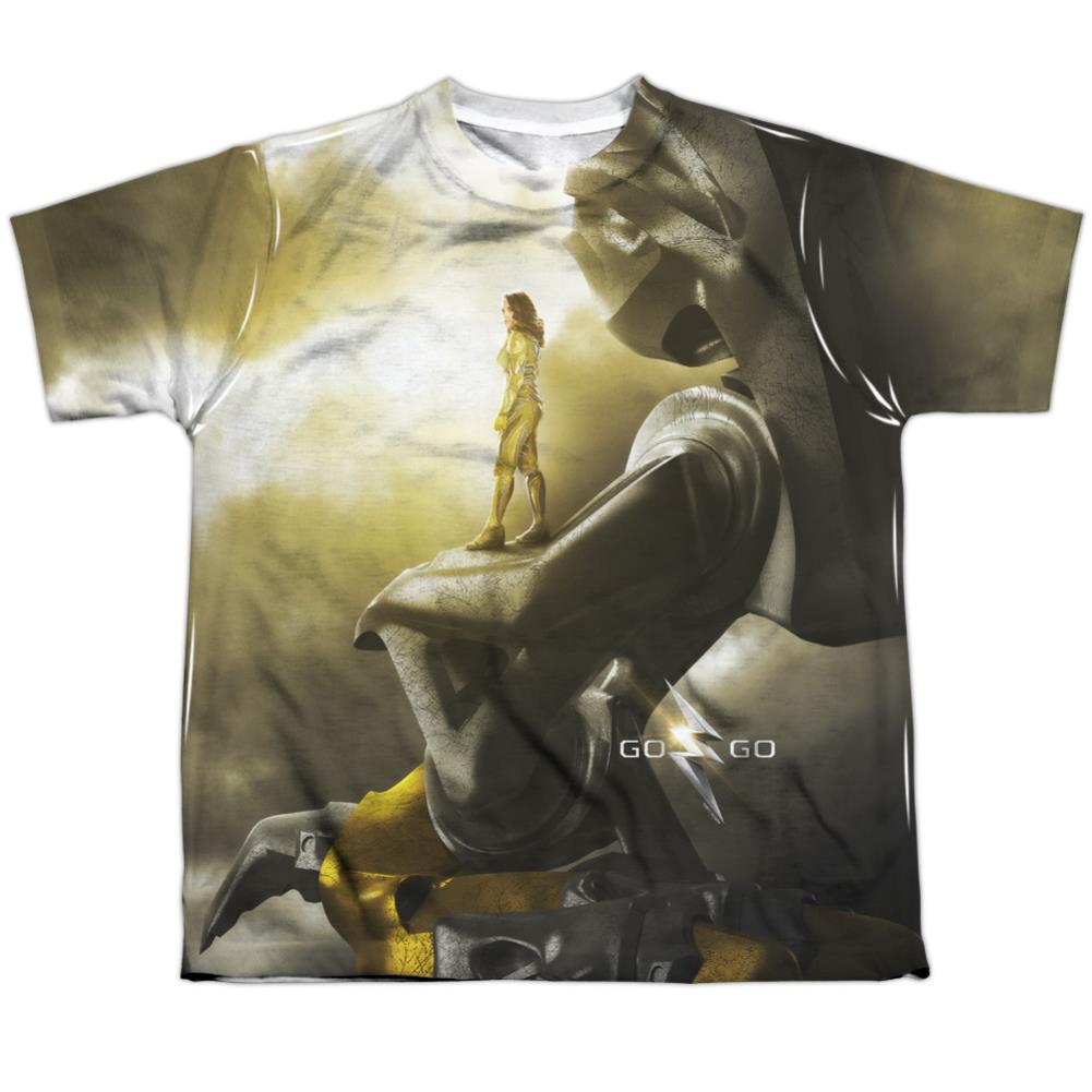 Mighty Morphin Power Rangers Yellow Zord Poster Youth Regular Fit Poly Short-Sleeve T-Shirt