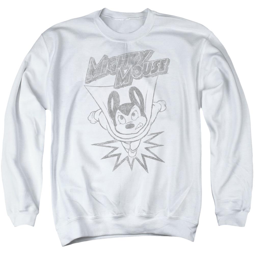 Mighty Mouse Bursting Out Men's Crewneck 50 50 Poly Long-Sleeve T-Shirt