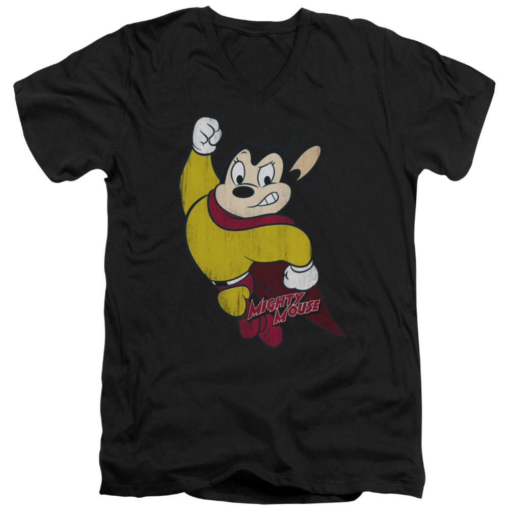 Mighty Mouse Classic Hero Men's 30/1 Cotton Slim V-Neck T-Shirt