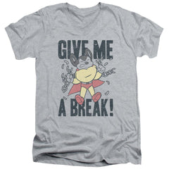 Mighty Mouse Give Me A Break Men's 30/1 Cotton Slim V-Neck T-Shirt