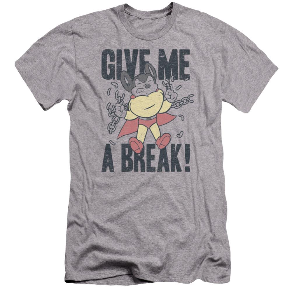 Mighty Mouse Give Me A Break Men's Ultra-Soft 30/1 Cotton Slim Short-Sleeve T-Shirt