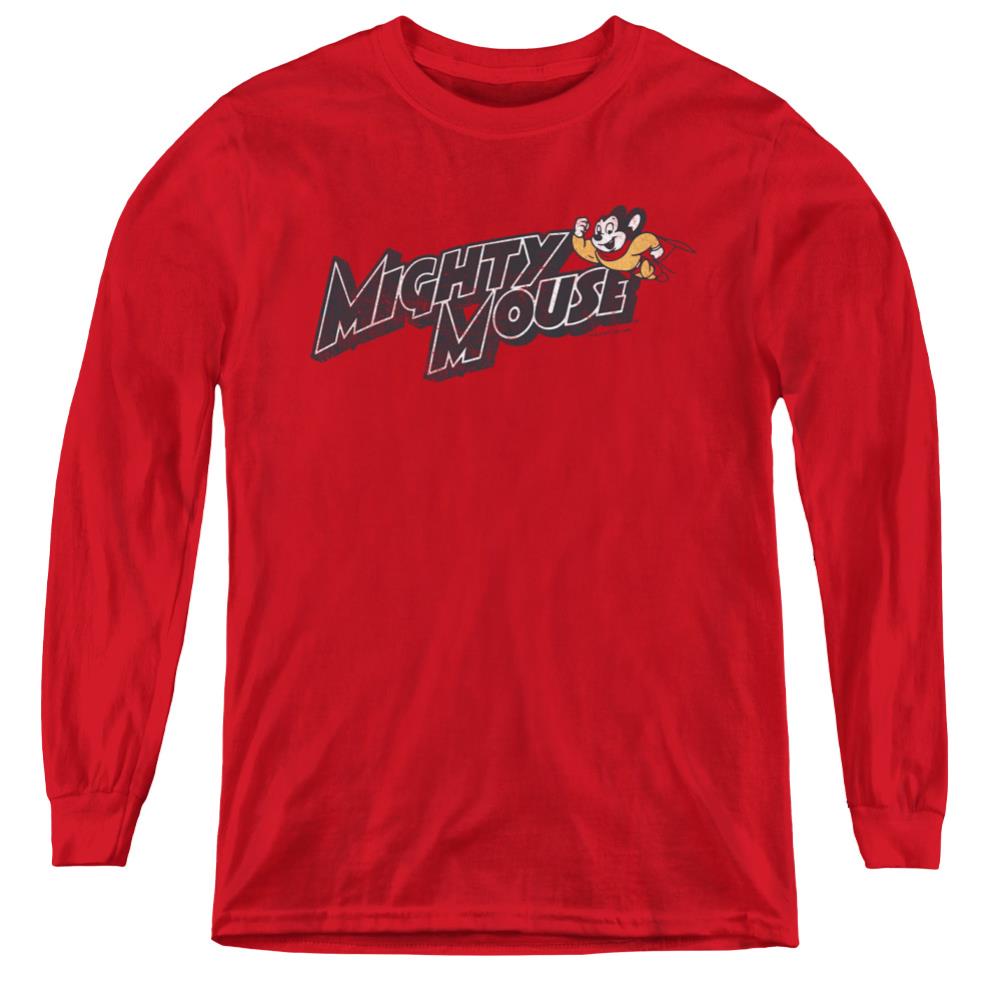 Mighty Mouse Might Logo Youth Long-Sleeve T-Shirt
